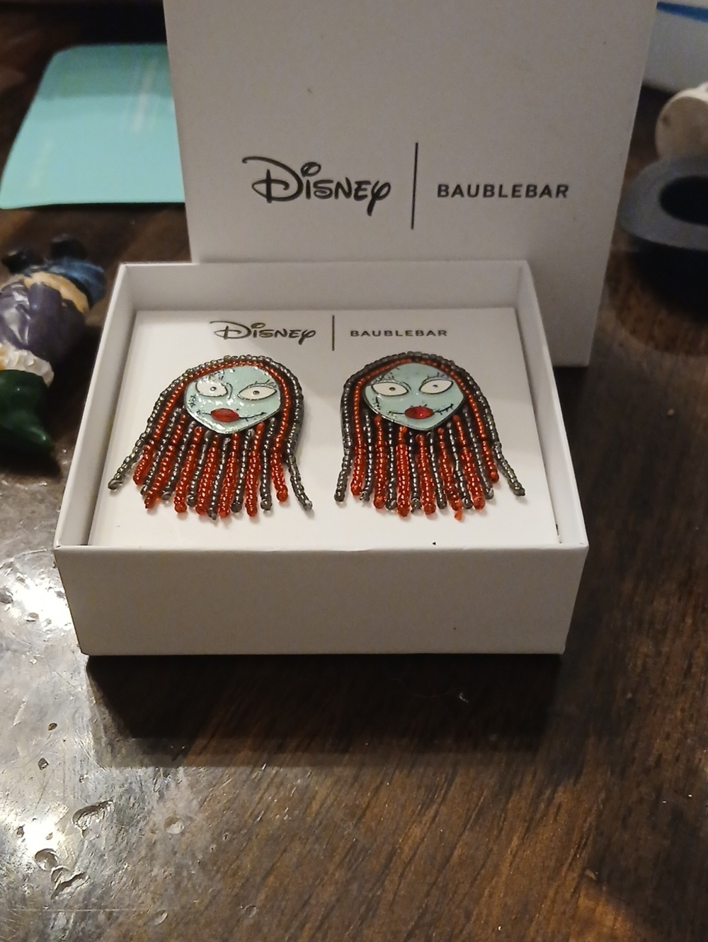 Disney Sally Beaded Fringe Earrings — Red and Aqua